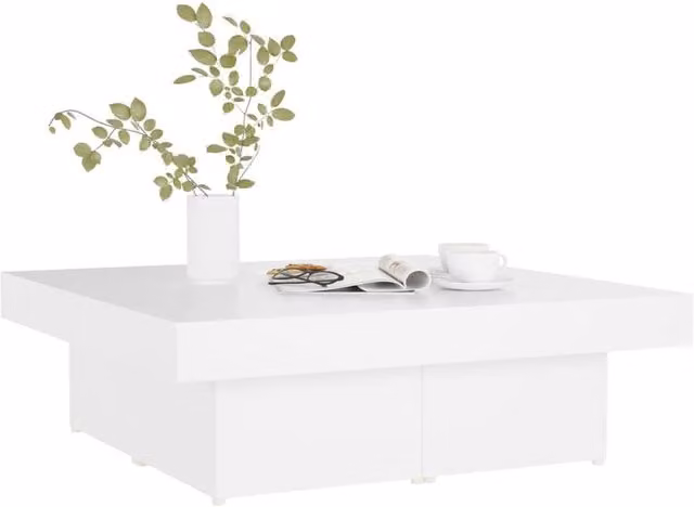 Berkfield Home Modern Glossy White Decorative Coffee Table, W/D/H: 90 x 90 x 28 cm