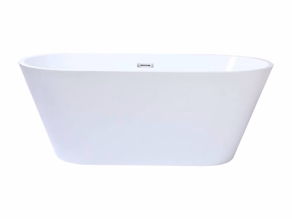 Vente-unique Twiggy White Oval Acrylic Floor Standing Island Bath, W/D/H: 150 x 70 x 58 cm, 201 l – 2