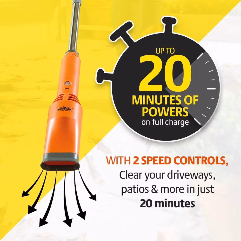 Victor Tools Cordless Leaf Blower with USB-C Rechargeable Battery, Orange – 3