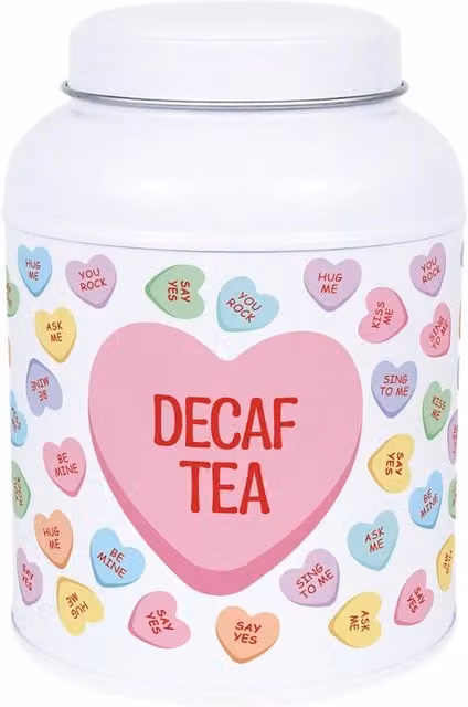 Purely Home Heart Candy Hot Chocolate Canister, White Floral Metal Kitchen Storage Tin with Small Domed Lid
