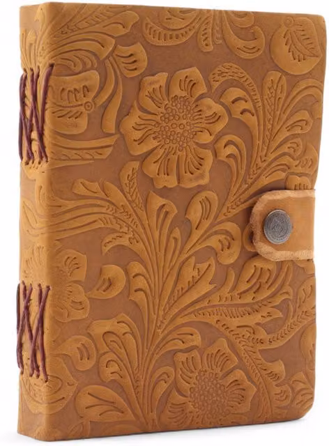 KDMK Blank Hardcover Leather Notebook in Orange and Beige