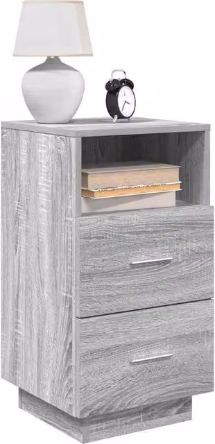 Berkfield Home Bedside Cabinet with 2 Drawers in Grey Sonoma, W/D/H: 36 x 36 x 68 cm