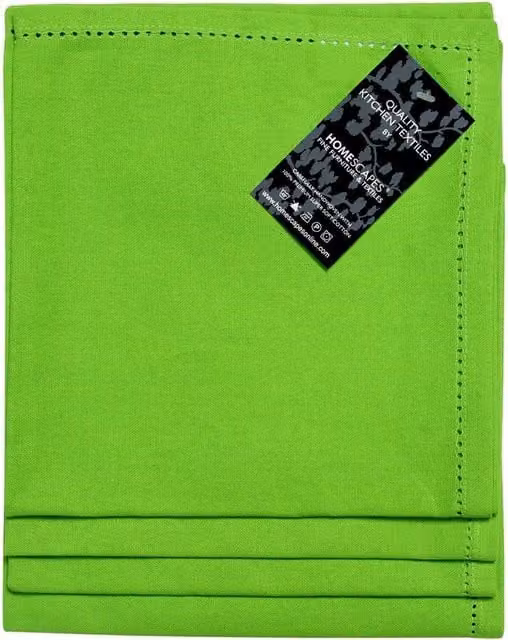Homescapes Set of 4 Plain Cotton Napkins in Green