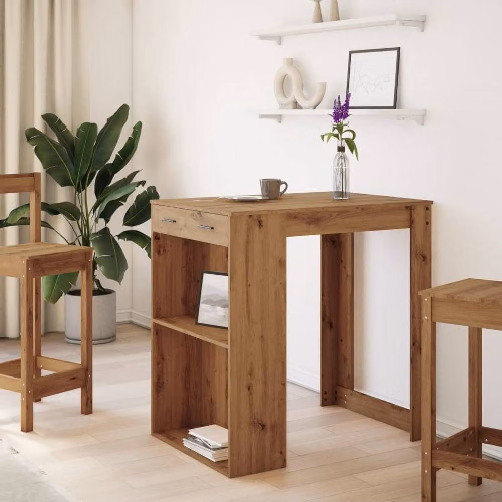 Berkfield Home Artisan Oak Bar Table in Brown, W/D/H: 102 x 70 x 103.5 cm – 2