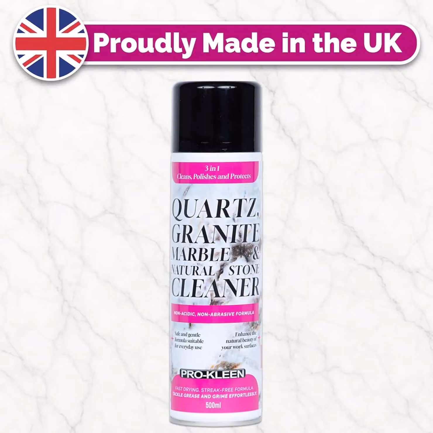ProKleen Quartz, Granite, Marble and Natural Stone Cleaner, 3 x 500ml – 3