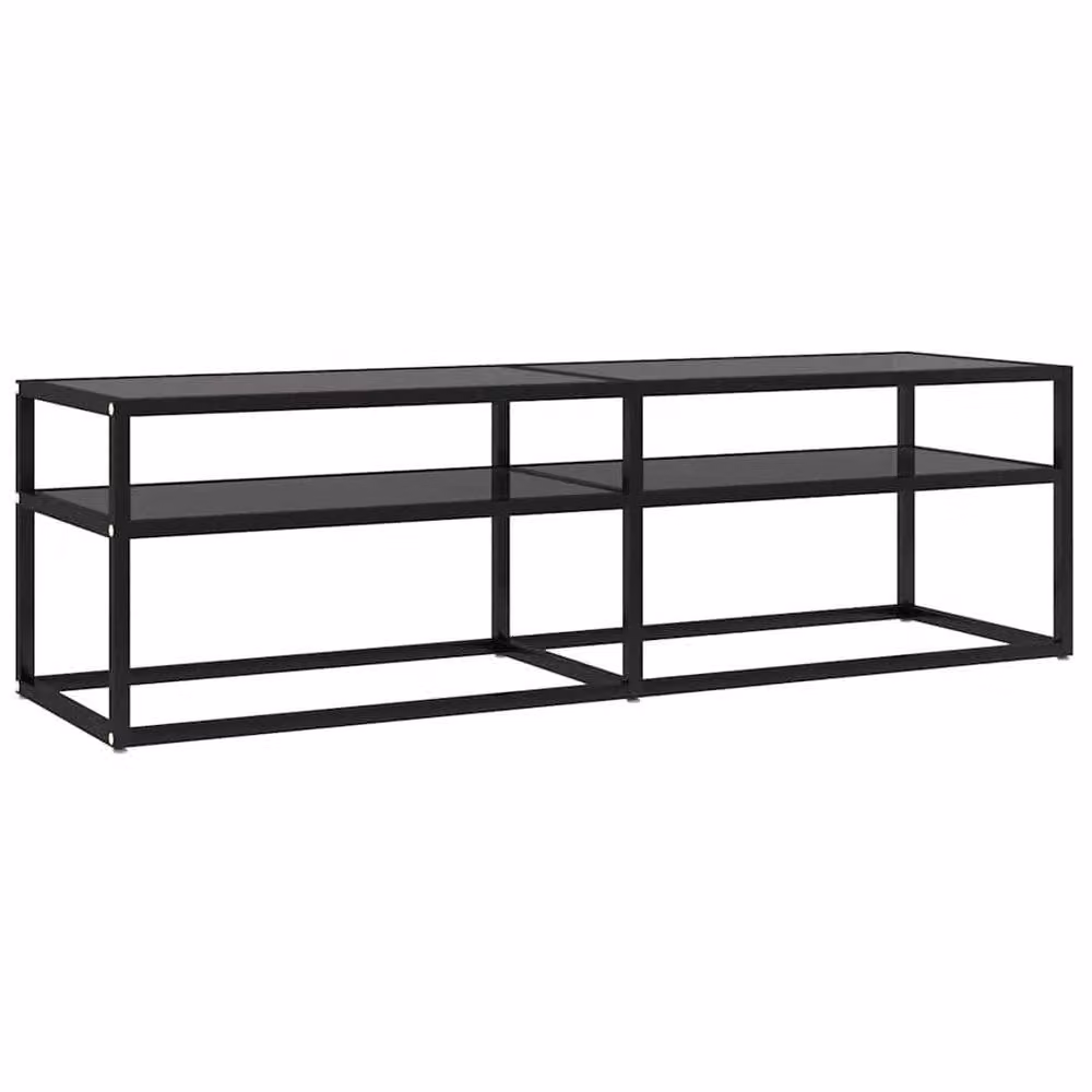 Berkfield Home Black Modern TV Cabinet with Tempered Glass, W: 140 cm, D: 40 cm, H: 40.5 cm – 3