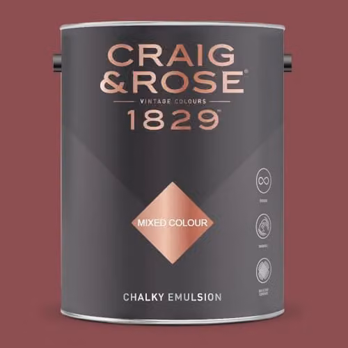 Craig & Rose 1829 Chalky Emulsion Paint Stop in Medici Crimson, Matt, 5 l
