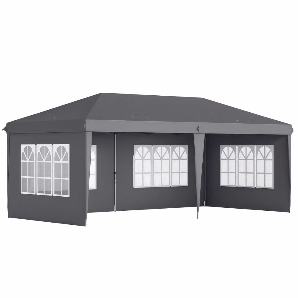 OUTSUNNY Grey Pop Up Garden Gazebo, W: 600 cm, D: 300 cm, H: 270 cm to 300 cm – 2