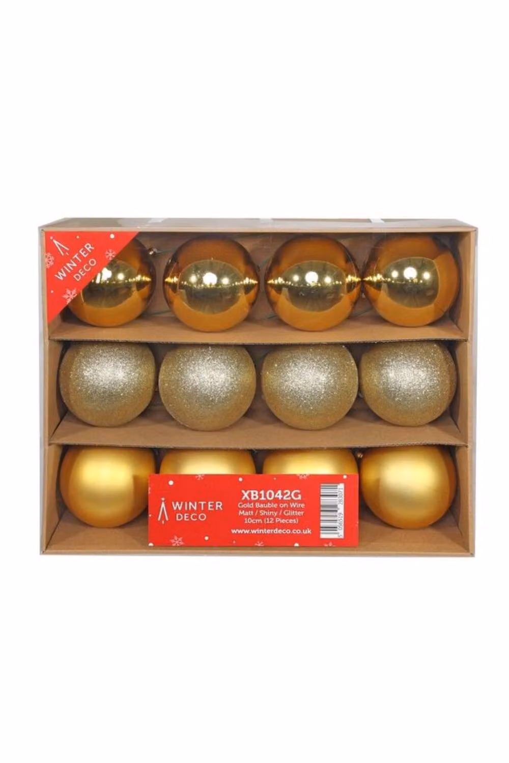 KDMD Gold Bauble on Wire, 12 Pack, Matt Shiny Glitter Round Christmas Hanging Decorations – 2