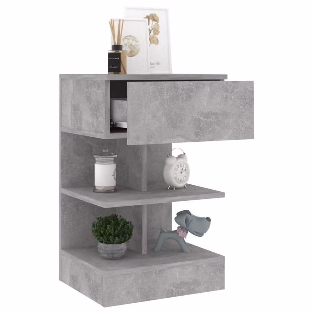Berkfield Home Beautiful Bedside Cabinets, 2 Piece, Concrete Grey, W: 40 cm, D: 35 cm, H: 65 cm – 3