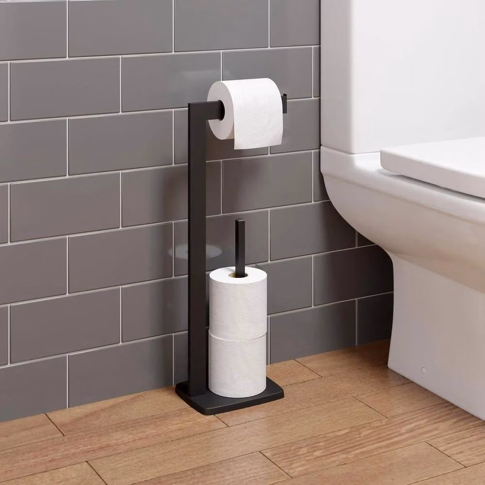 FORGEVIO Square Black Freestanding Metal Toilet Roll Holder, W: 180 cm, H: 180 cm – 2