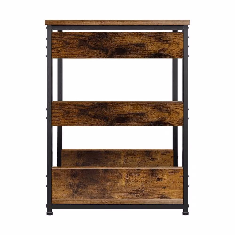 FLAVORA Slim Rustic Brown Wood Side Table W/D/H: 46 x 18 x 62.5 cm – 7