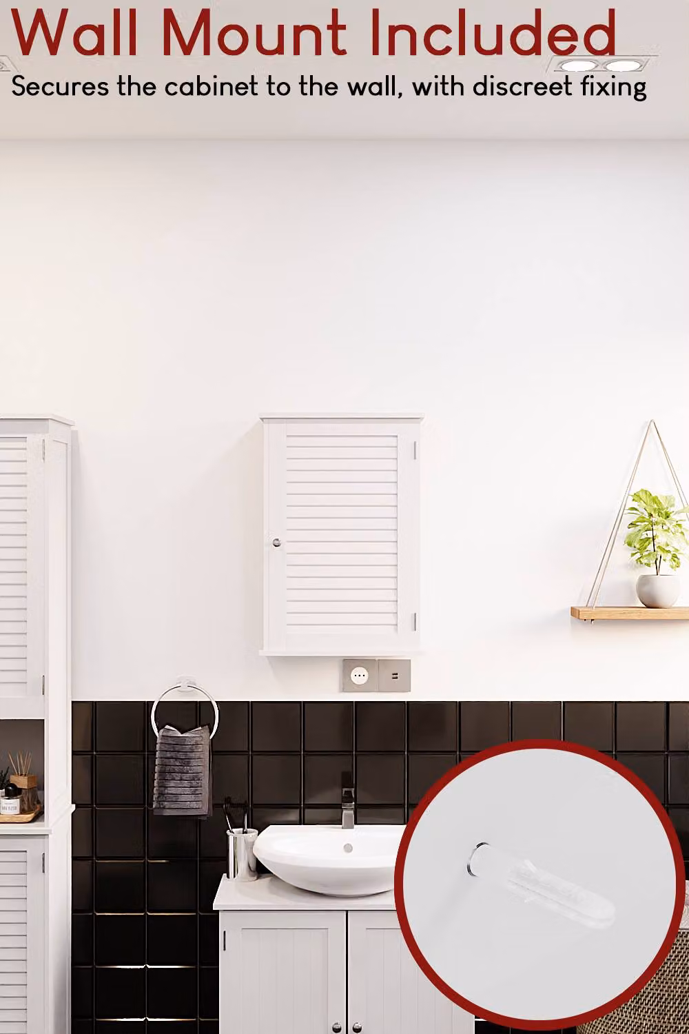 HD Designs Liano White Wall Mounted 1 Door Bathroom Storage Cabinet with Internal Shelves – 3