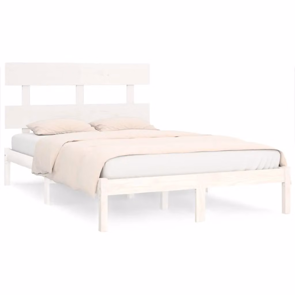 Berkfield Home White Solid Pine Wood Bed Frame W/D/H: 200 x 200 cm – 2