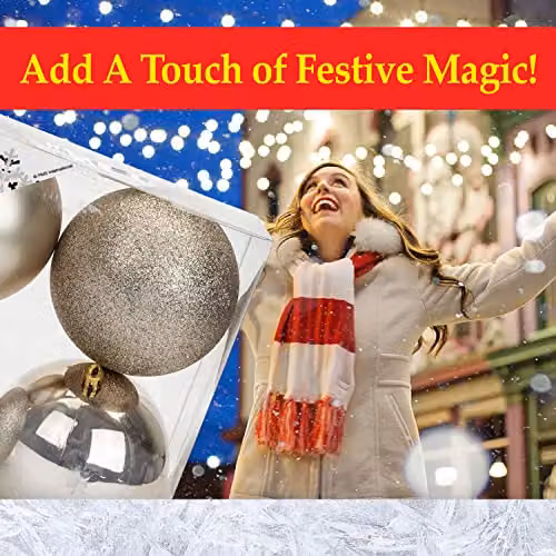 VFM Gold Round Christmas Tree Baubles, 4 Pack – 6