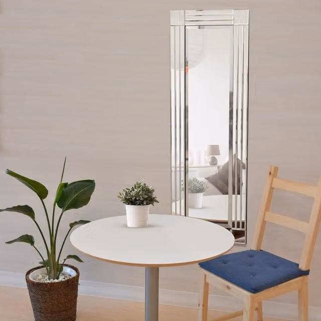 RydalMirrorOutlet Triple Bevel Edge Square Cornered Wall Mirror in Silver, W: 120 cm, H: 40 cm