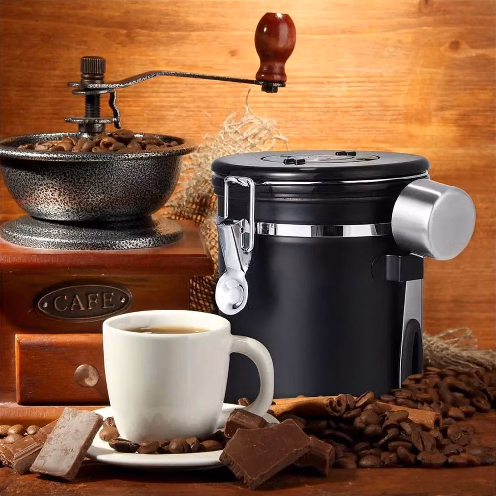 Nordara Airtight Stainless Steel Vacuum Coffee Bean Canister in Black – 7
