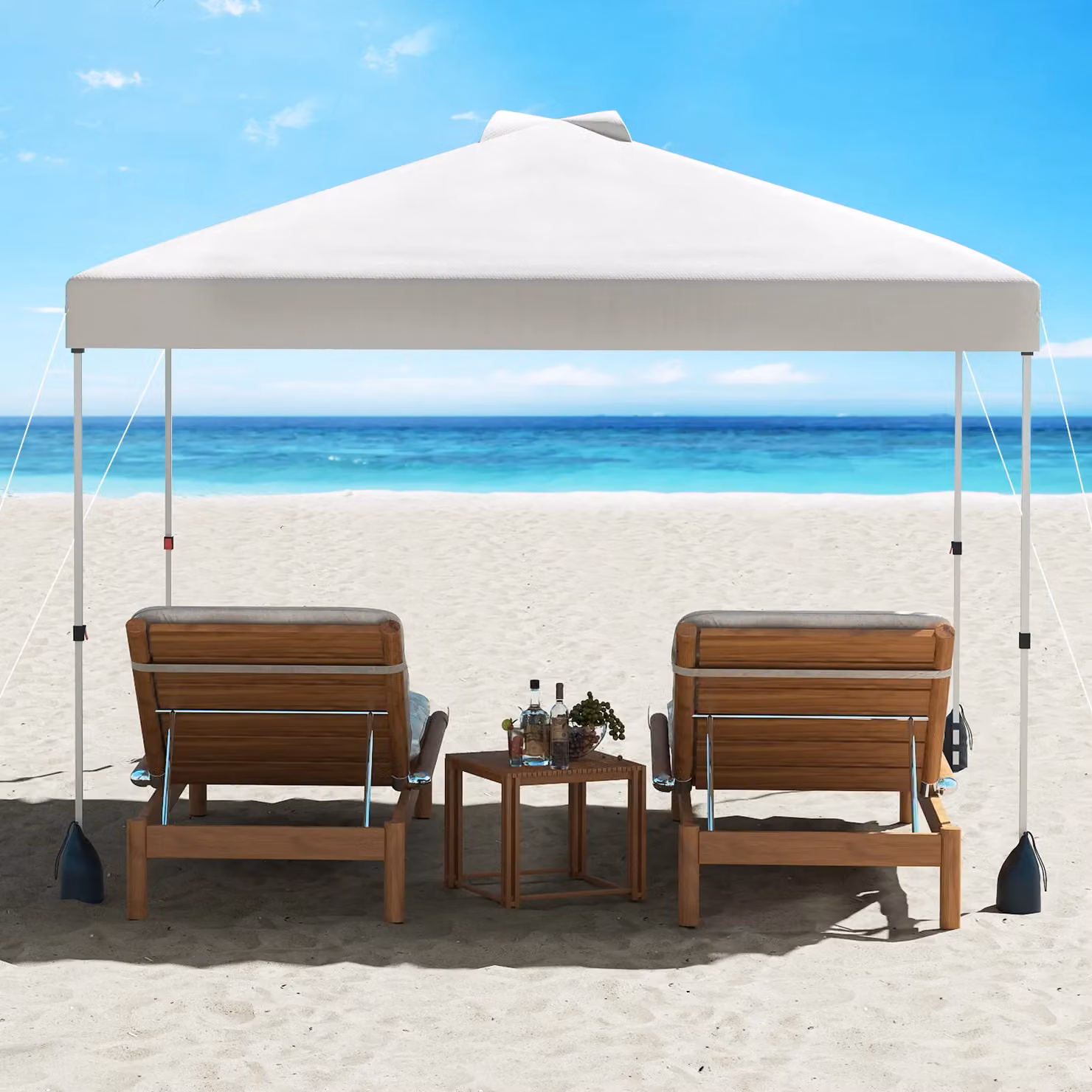 Gymax White Pop Up Canopy Tent with 1 Sidewall and Wheeled Bag, W/D/H: 300 x 300 x 266 cm – 4