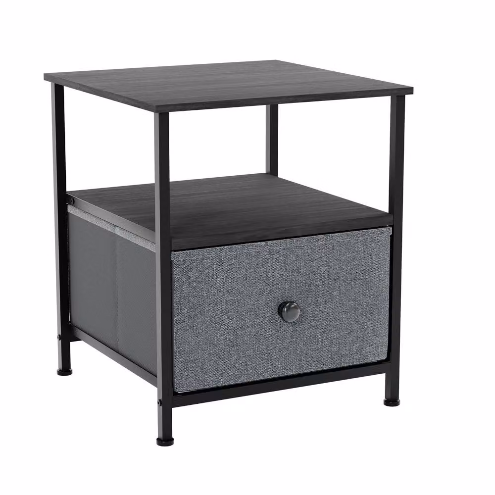 HD Designs Chorley 1 Drawer Bedside Chest in Grey Fabric and Metal – 6
