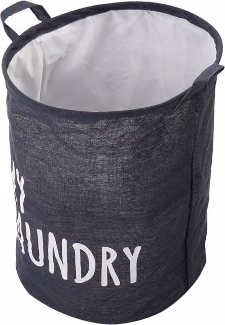 Livingandhome Blue Cotton Fabric Linen Laundry Hamper with Handles