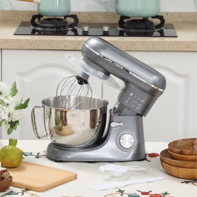 HOMCOM Blue Stand Mixer with 4.5L Capacity, 6 Speeds and Pulse Setting