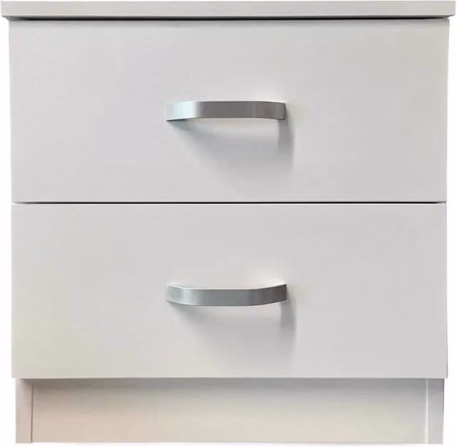 Nordara Matt White 2-Drawer Bedside Cabinet with Metal Handles – 1