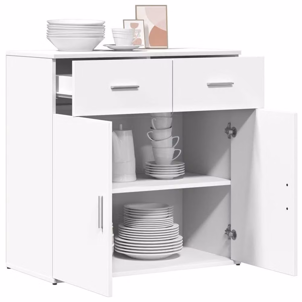 Berkfield Home White Modern Sideboard in Matt Engineered Wood W/D/H: 79 x 38 x 80 cm – 2