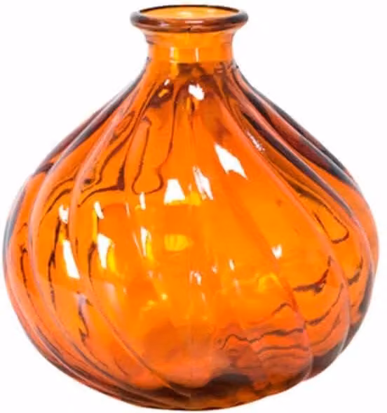 Verano Spanish Ceramics Ola Round Glass Tabletop Vase in Orange, Height: 17 cm – 1