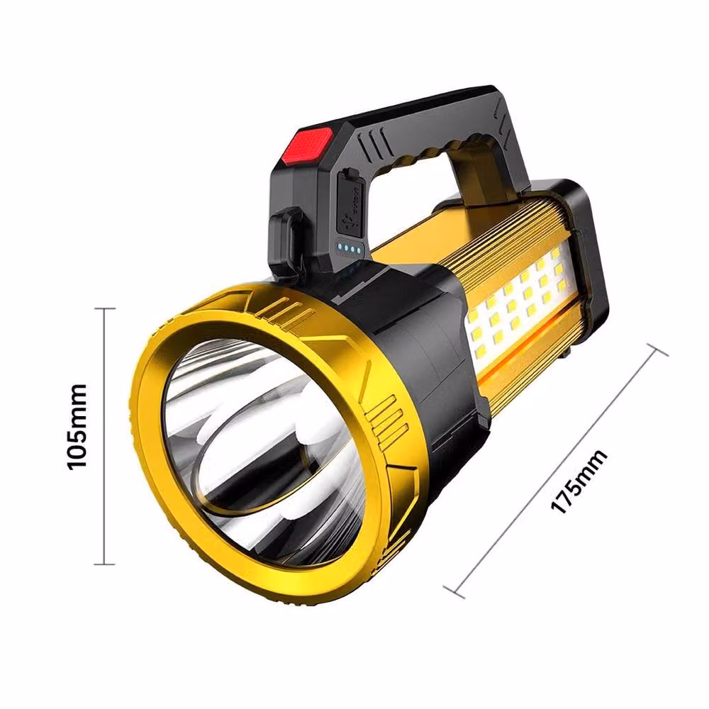 FLAVORA Rechargeable LED Emergency Searchlight Spot Light in Yellow – 2