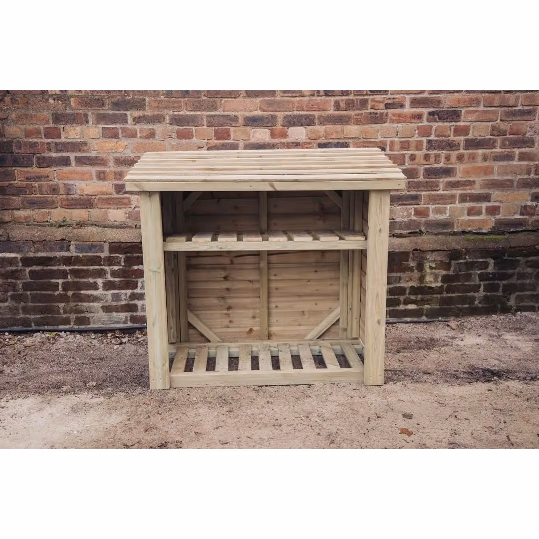 Churnet Valley Garden Furniture Ltd Brown Wood Log Store with Kindling Shelf, W/D/H: 121.9 x 121.9 x 65 cm – 2