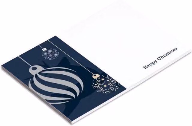 KDMD Happy Christmas Large Cards, 10 Pack, Blue
