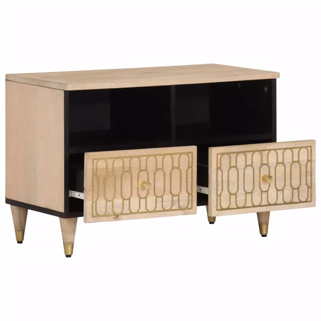 Berkfield Home Solid Mango Wood TV Cabinet in Brown, W/D/H: 70 x 33 x 46 cm – 2