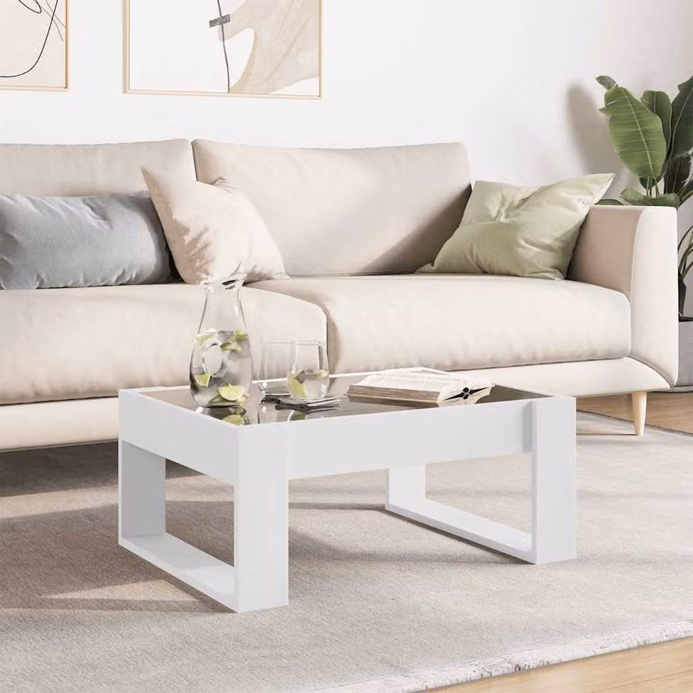 Berkfield Home Infinity LED Coffee Table in White, W/D/H: 70 x 53 x 30 cm – 1