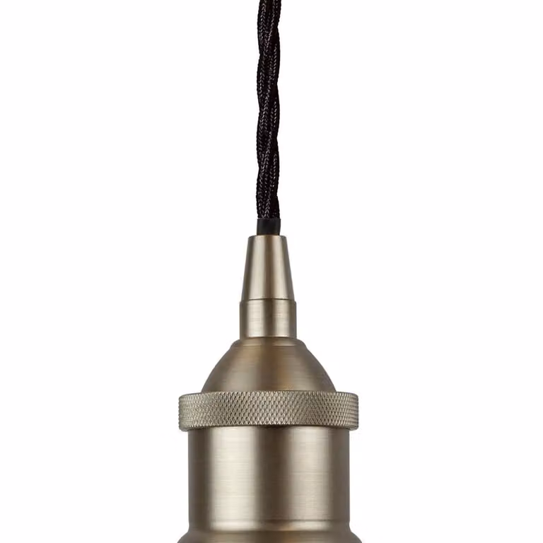 SE Home Lincoln Pendant Light in French Grey with Brushed Chrome and Black Twisted Details