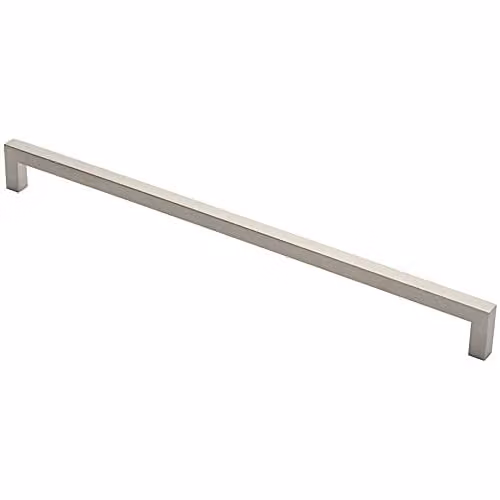 Loops Square Mitred Door Pull Handle in Brushed Silver Stainless Steel, 619 x 19 mm, 600 mm Fixing Centres