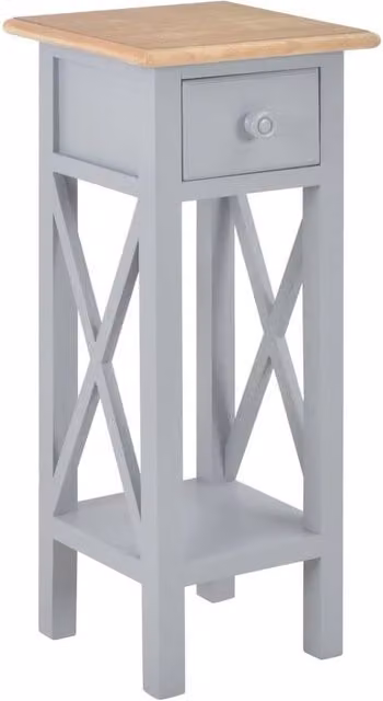Berkfield Home Grey Lacquered Pine Wood Side Table W/D/H: 27 x 27 x 65.5 cm