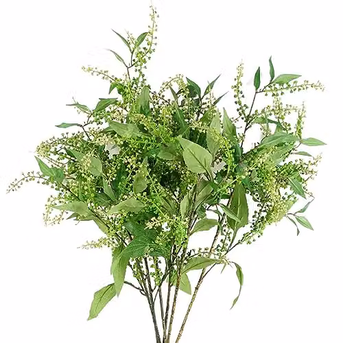 Green Leaf Design Artificial Floral Foliage Spray, Set of 6, Height: 85 cm
