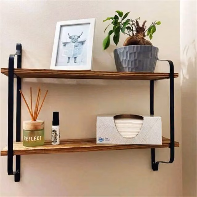 KORVIXA Metal Kitchen Pantry Wall Shelf with Bracket, Brown, Width: 60 cm – 1