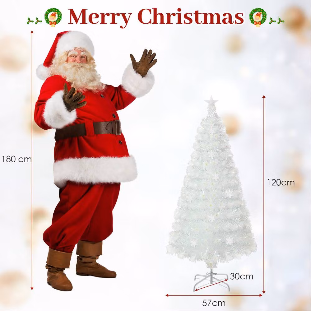 Gymax 4 FT White Pre-lit Christmas Celebration Tree with Multi-colour Lights – 2