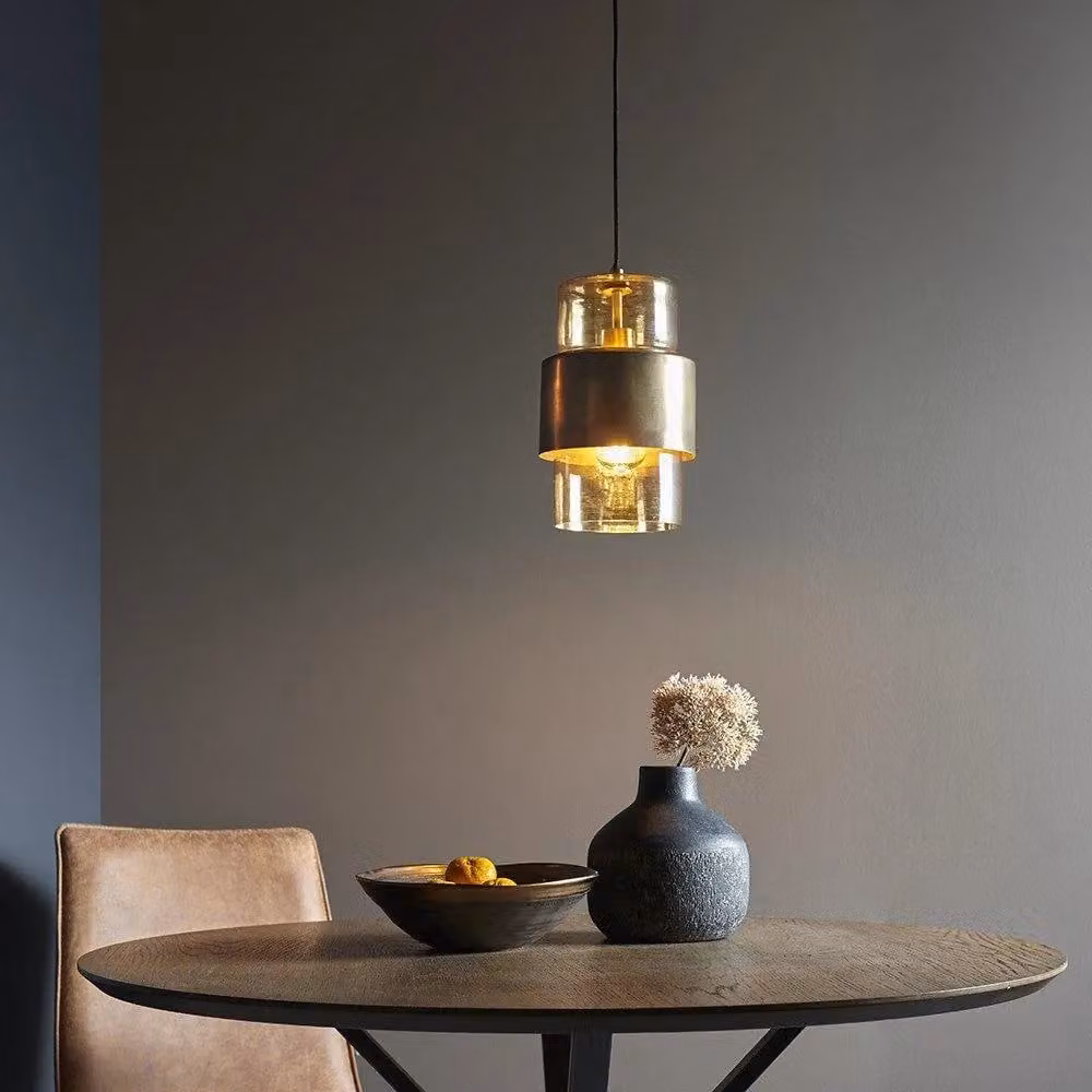 Netlighting PALERMO Dimmable Modern Glass Pendant Ceiling Light in Yellow and Gold/Brass – 2