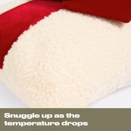 OHS Bow Wrapped Boucle Novelty Scatter Cushion in Red and White, W: 50 cm, H: 30 cm – 4