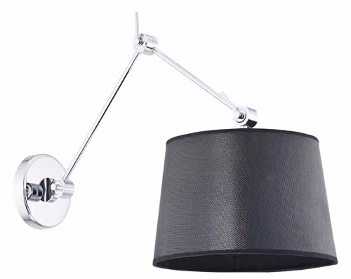 Netlighting Argon Zakyntos Wall Lamp with Fabric Shade in Black and Chrome