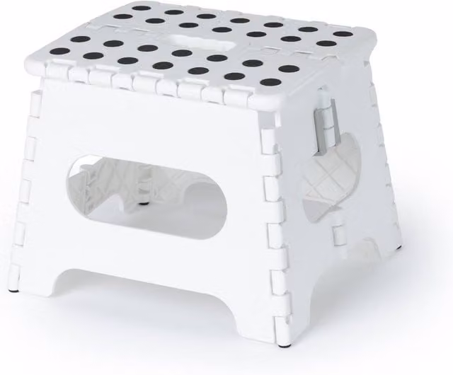 LIVIVO 9 Inch Folding Step Stool, White, 150kg Capacity