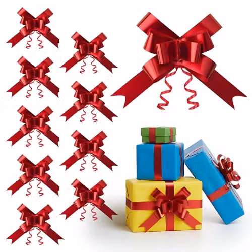 Shatchi Red Plastic Pull Bows, 20 Pack, Width: 3 cm – 9