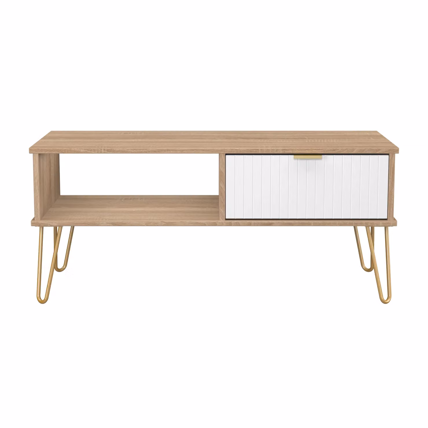 2 U Bexley 1 Drawer Coffee Table in Natural with Gold Metal Legs – 2