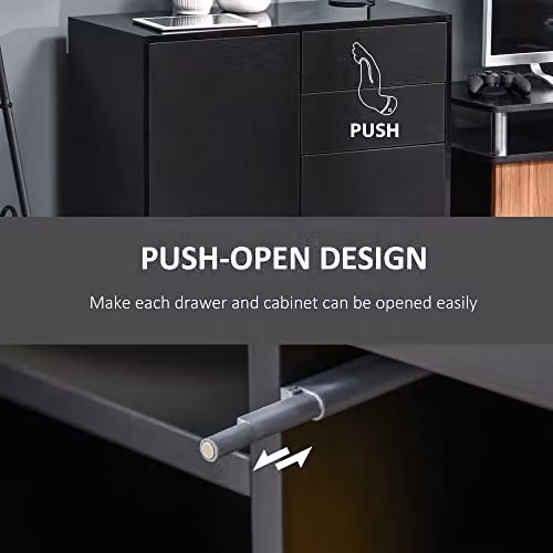 HOMCOM Glossy Black Modern Sideboard with 2 Doors and 2 Drawers – 5