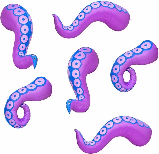 Samuel Alexander Set of 6 Light up Inflatable Octopus Tentacles Halloween Decoration in Purple and White – 1