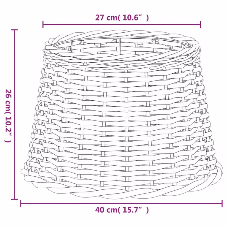 Berkfield Home White Wicker and Rattan Cylinder Lamp Shade, W: 40 cm, H: 26 cm