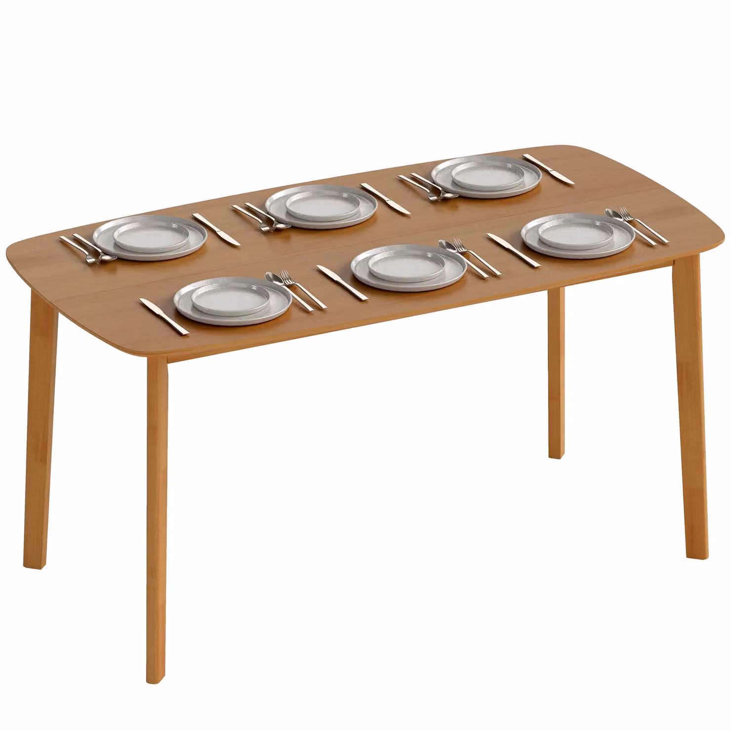 HOMCOM Rectangular Dining Table with Rounded Corners, Brown, W: 150 cm, D: 80 cm, H: 76 cm – 2