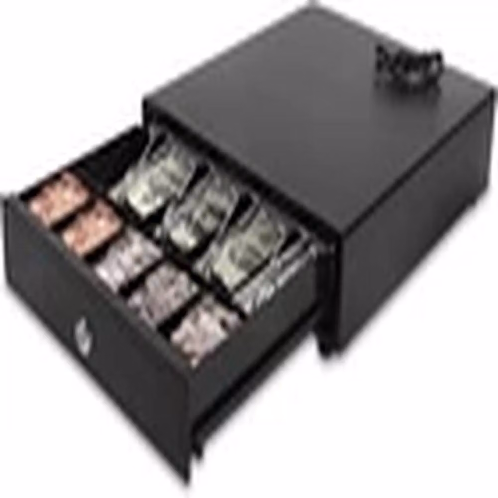 EONLION Cash Register Drawer with 4 Bill and 5 Coin Trays, Key Lockable, Black – 3